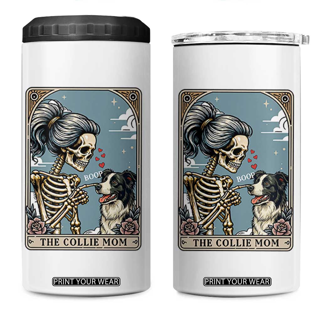 Border Collie Mom Skeleton Tarot Card 4 in 1 Can Cooler Tumbler Boop Sheepdog Dog Lover Gift TS12 One Size: 16 oz White Print Your Wear