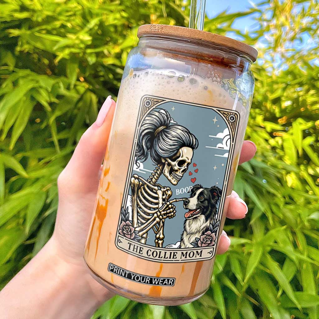 Border Collie Mom Skeleton Tarot Card Glass Can Boop Sheepdog Dog Lover Gift TS12 White Print Your Wear