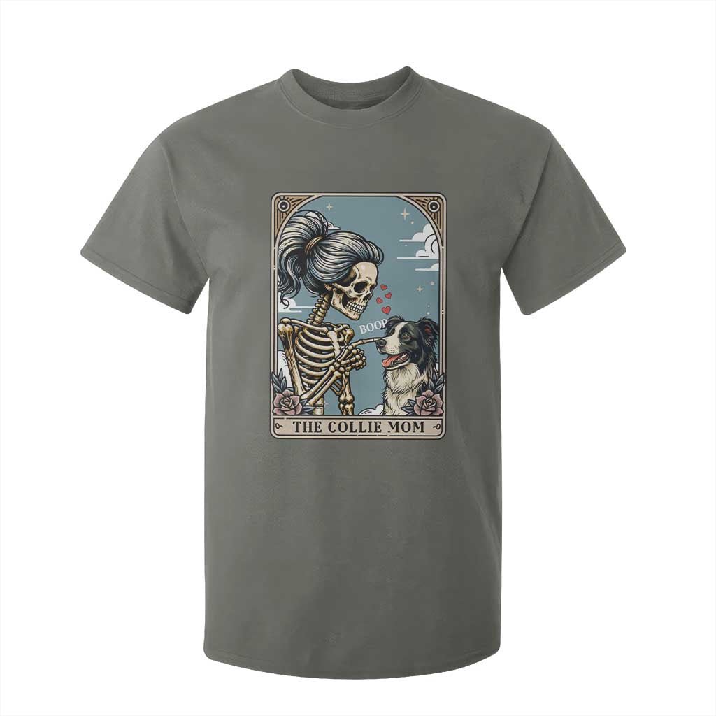 Border Collie Mom Skeleton Tarot Card T Shirt For Kid Boop Sheepdog Dog Lover Gift TS12 Military Green Print Your Wear