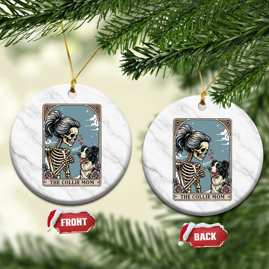 Border Collie Mom Skeleton Tarot Card Ceramic Ornament Boop Sheepdog Dog Lover Gift TS12 1pc White Marble Print Your Wear