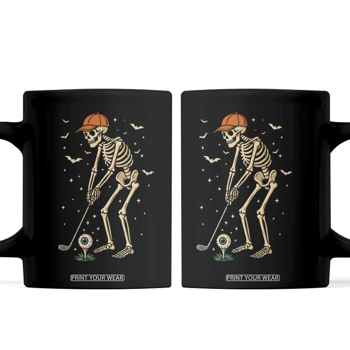 Halloween Skeleton Golfer Coffee Mug Funny Golf Lover Gift TS12 Black Print Your Wear