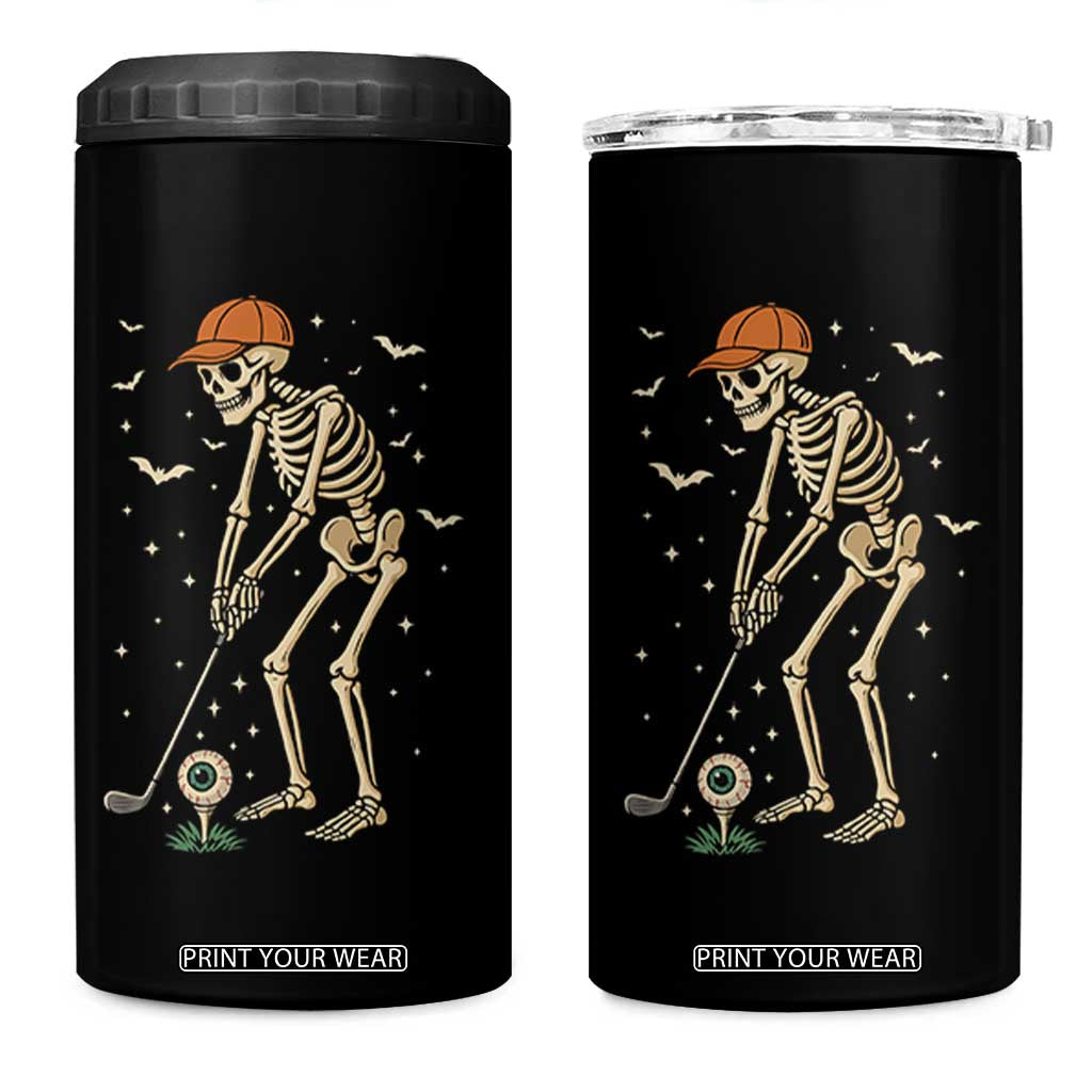 Halloween Skeleton Golfer 4 in 1 Can Cooler Tumbler Funny Golf Lover Gift TS12 One Size: 16 oz Black Print Your Wear