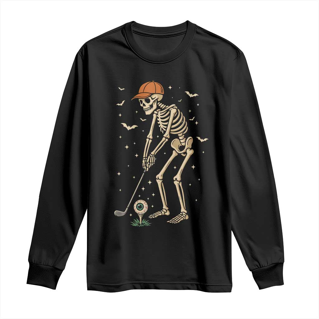 Halloween Skeleton Golfer Long Sleeve Shirt Funny Golf Lover Gift TS12 Black Print Your Wear