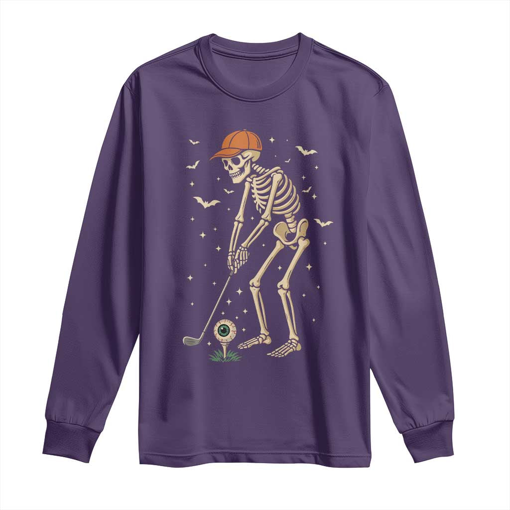 Halloween Skeleton Golfer Long Sleeve Shirt Funny Golf Lover Gift TS12 Purple Print Your Wear