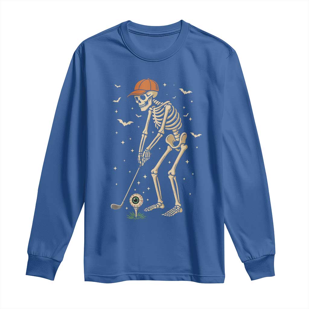 Halloween Skeleton Golfer Long Sleeve Shirt Funny Golf Lover Gift TS12 Royal Blue Print Your Wear