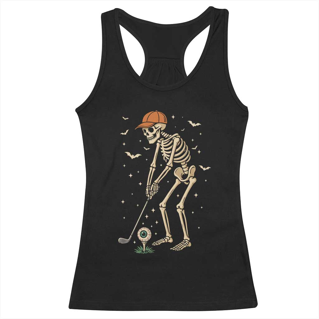 Halloween Skeleton Golfer Racerback Tank Top Funny Golf Lover Gift TS12 Black Print Your Wear