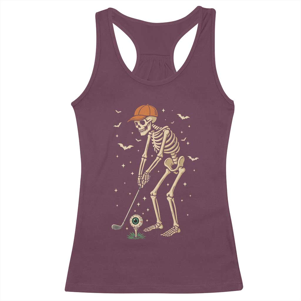 Halloween Skeleton Golfer Racerback Tank Top Funny Golf Lover Gift TS12 Maroon Print Your Wear