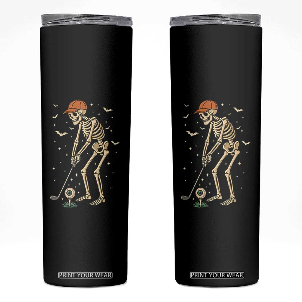 Halloween Skeleton Golfer Skinny Tumbler Funny Golf Lover Gift TS12 Black Print Your Wear
