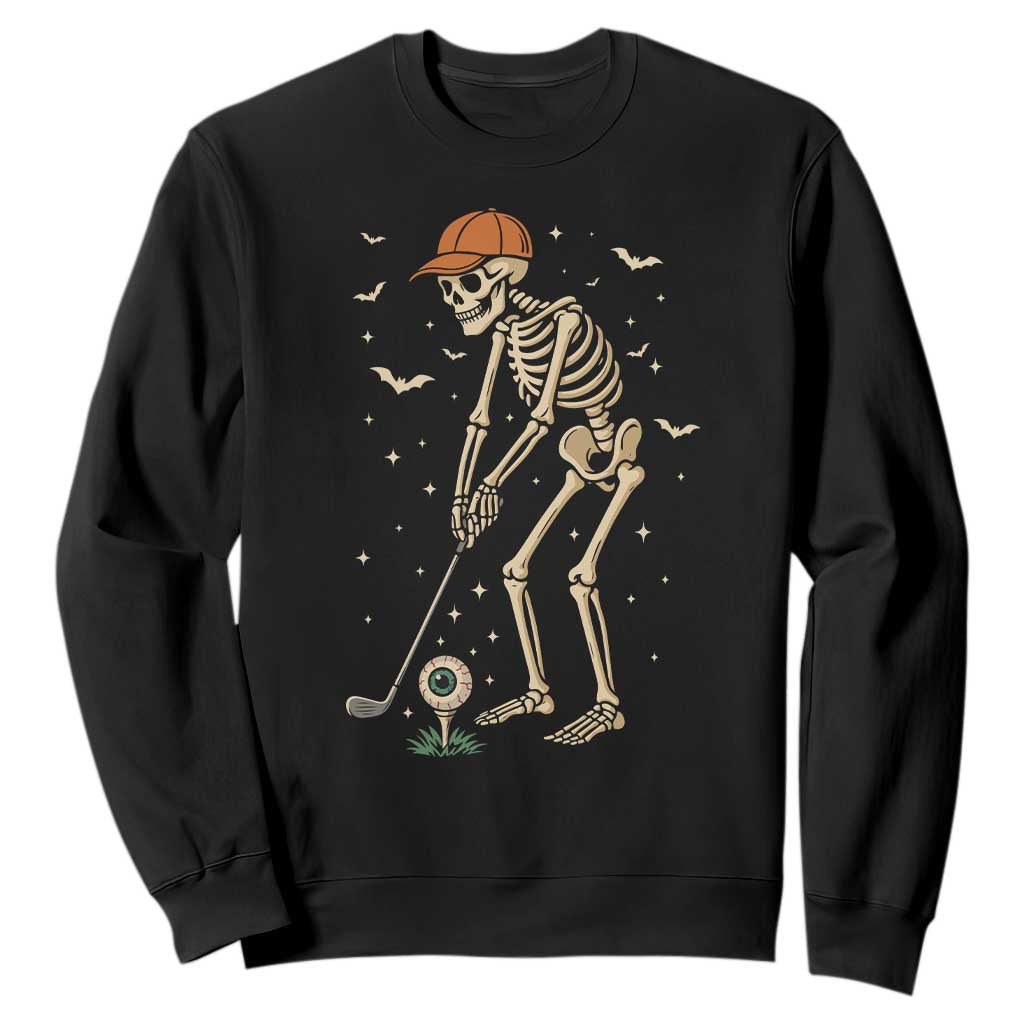 Halloween Skeleton Golfer Sweatshirt Funny Golf Lover Gift TS12 Black Print Your Wear