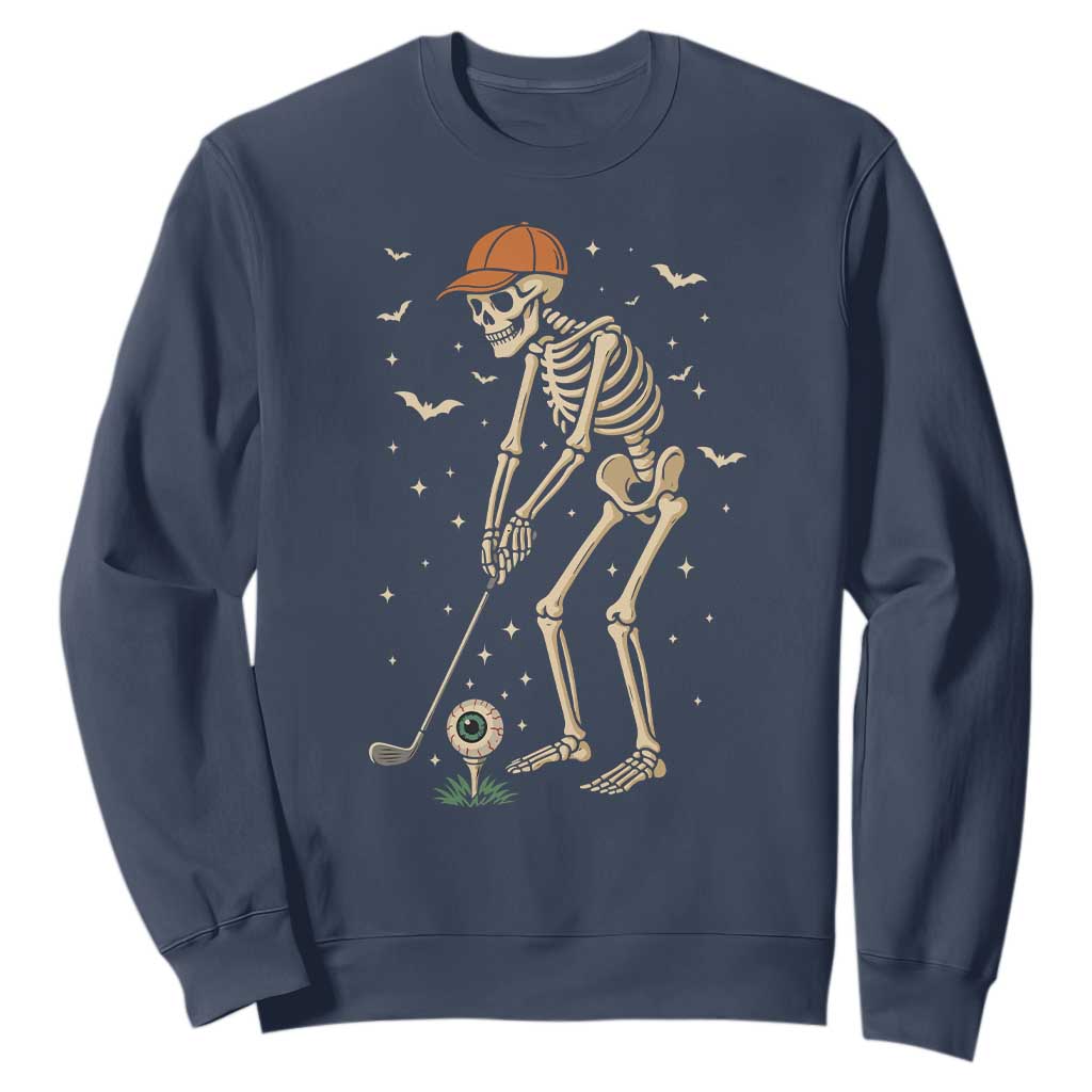Halloween Skeleton Golfer Sweatshirt Funny Golf Lover Gift TS12 Navy Print Your Wear