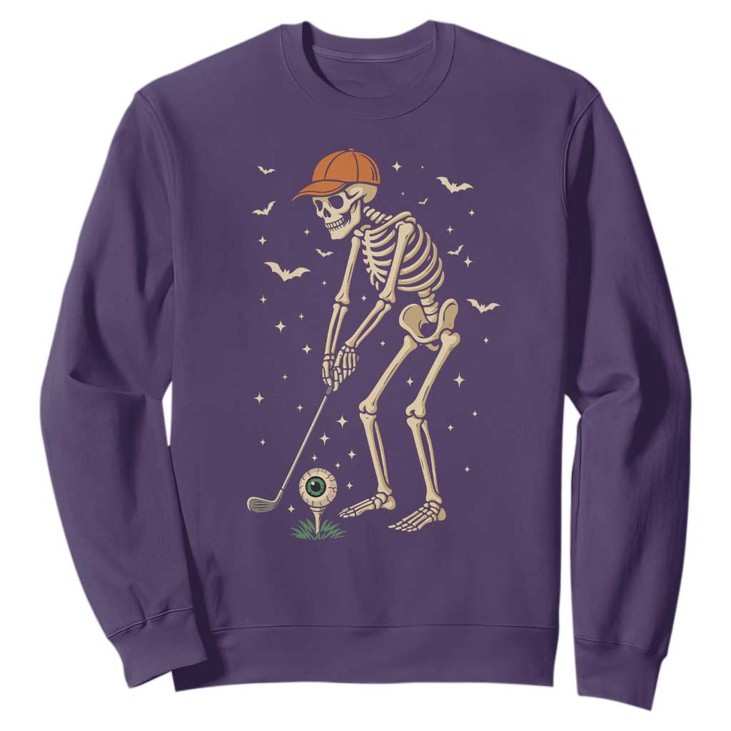 Halloween Skeleton Golfer Sweatshirt Funny Golf Lover Gift TS12 Purple Print Your Wear