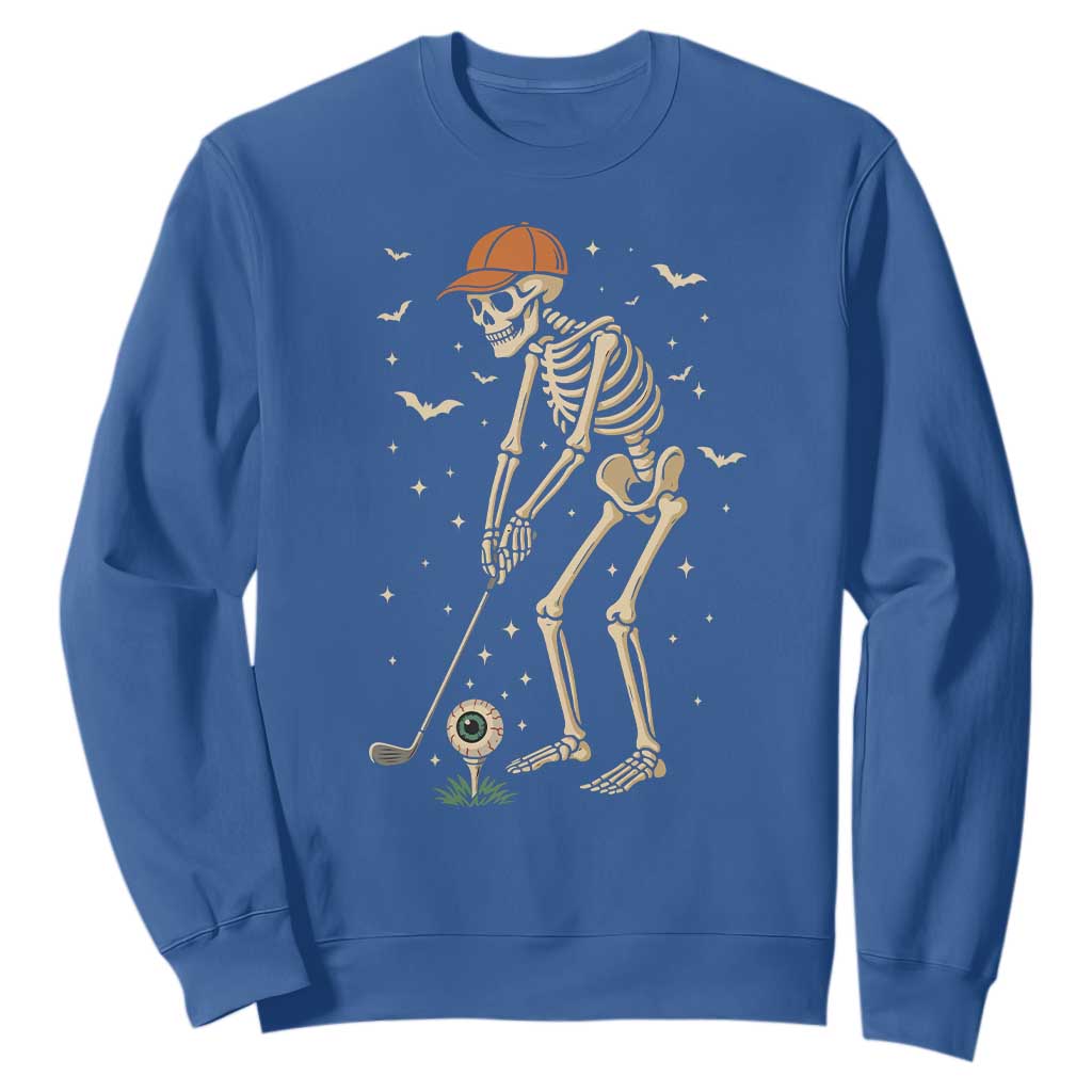 Halloween Skeleton Golfer Sweatshirt Funny Golf Lover Gift TS12 Royal Blue Print Your Wear