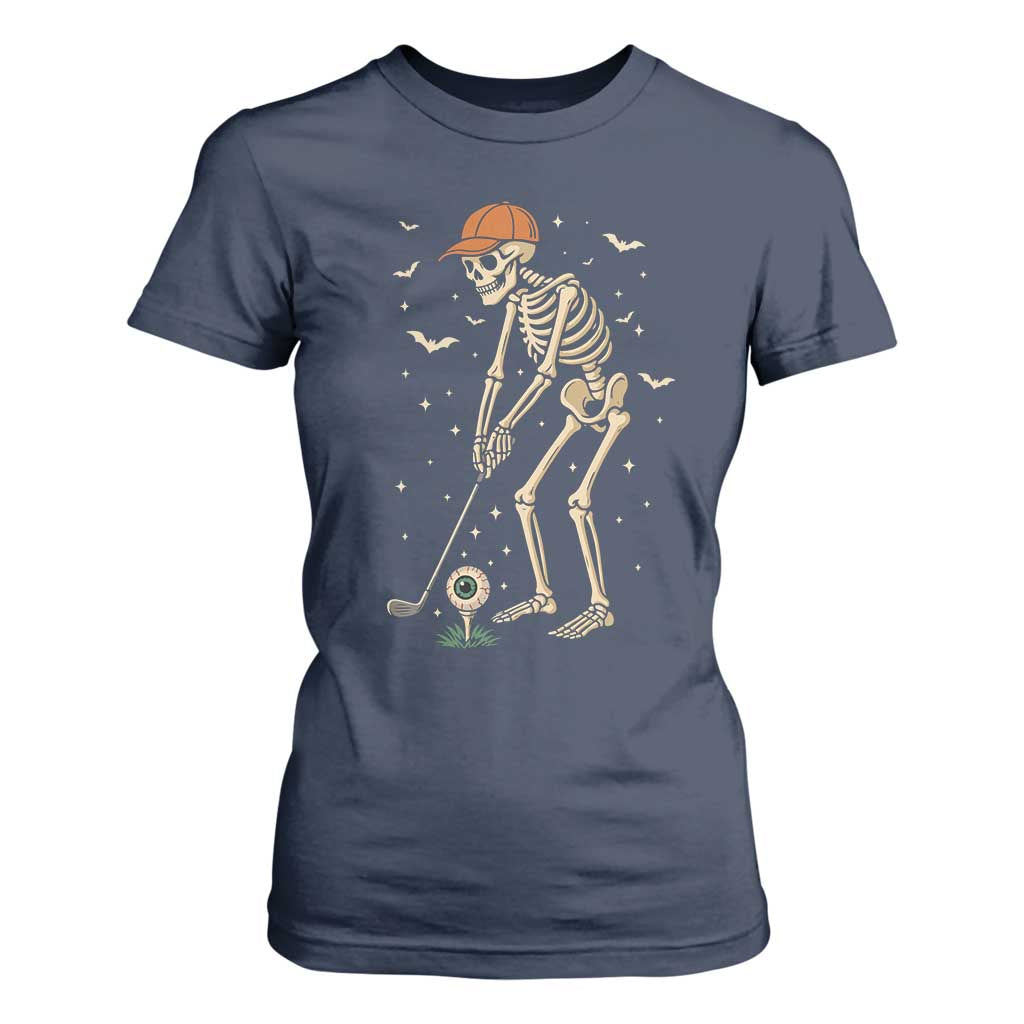 Halloween Skeleton Golfer T Shirt For Women Funny Golf Lover Gift TS12 Navy Print Your Wear