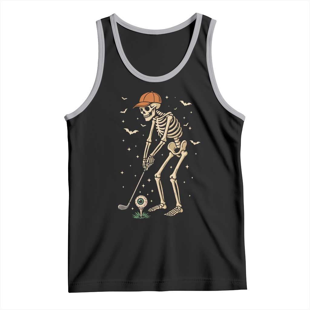 Halloween Skeleton Golfer Tank Top Funny Golf Lover Gift TS12 Black Athletic Heather Print Your Wear