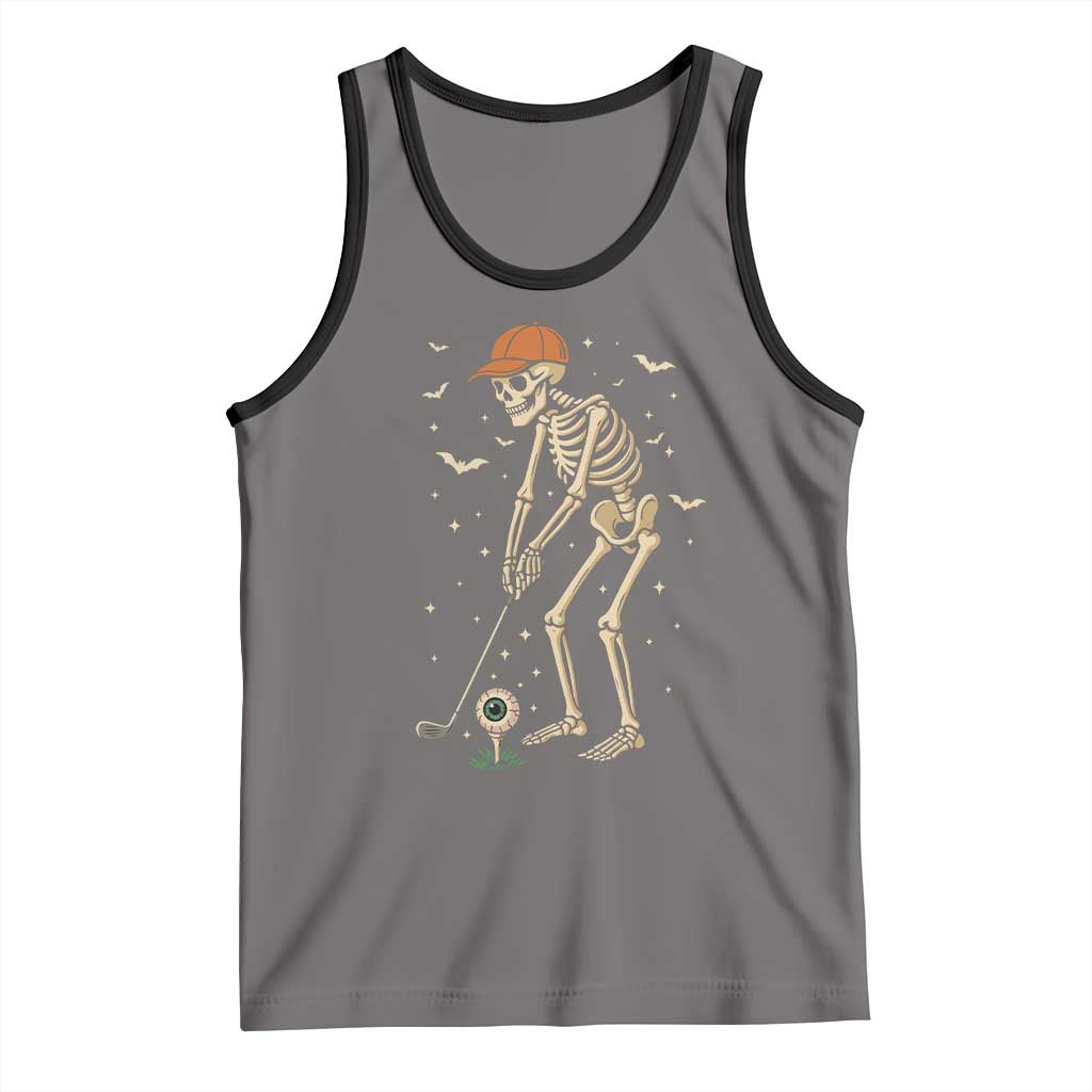 Halloween Skeleton Golfer Tank Top Funny Golf Lover Gift TS12 Deep Heather Black Print Your Wear