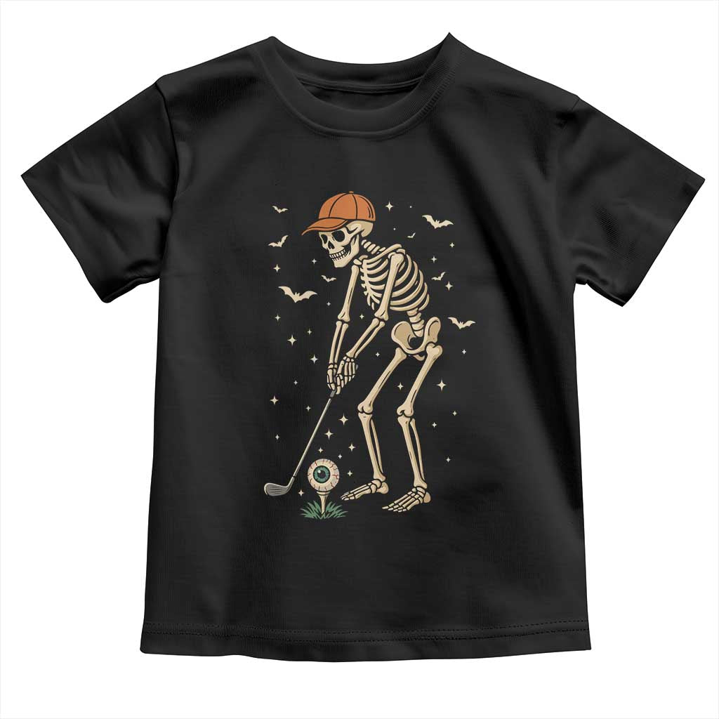 Halloween Skeleton Golfer Toddler T Shirt Funny Golf Lover Gift TS12 Black Print Your Wear