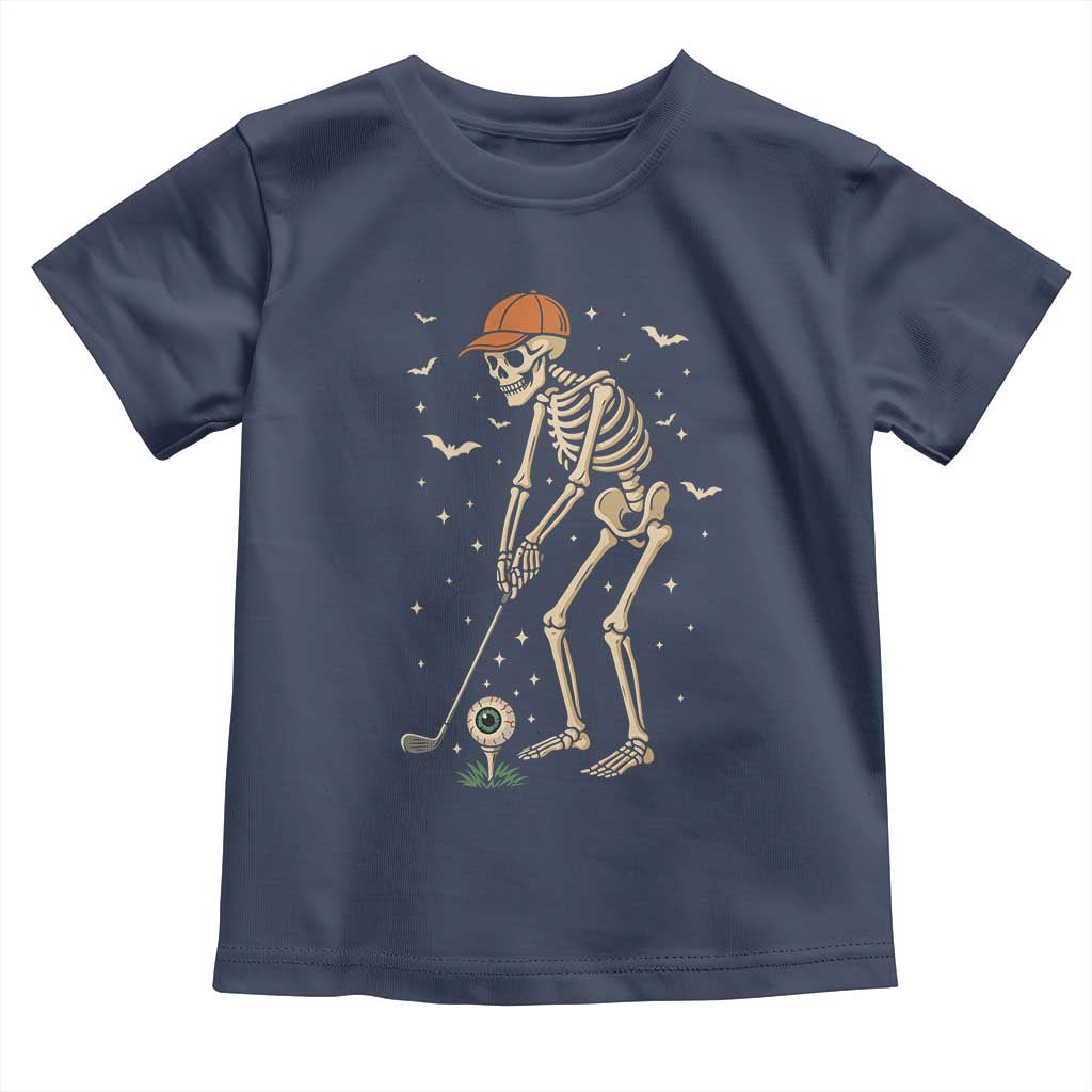 Halloween Skeleton Golfer Toddler T Shirt Funny Golf Lover Gift TS12 Navy Print Your Wear