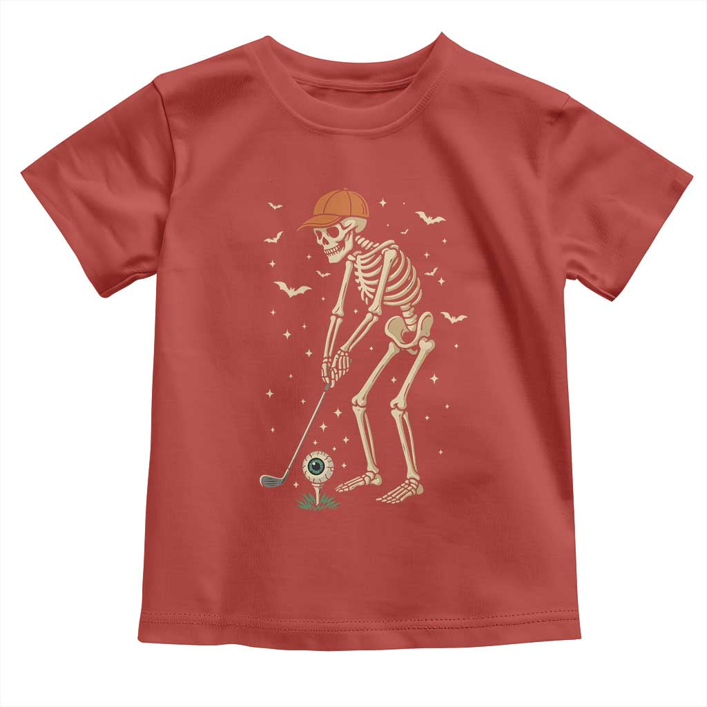 Halloween Skeleton Golfer Toddler T Shirt Funny Golf Lover Gift TS12 Red Print Your Wear