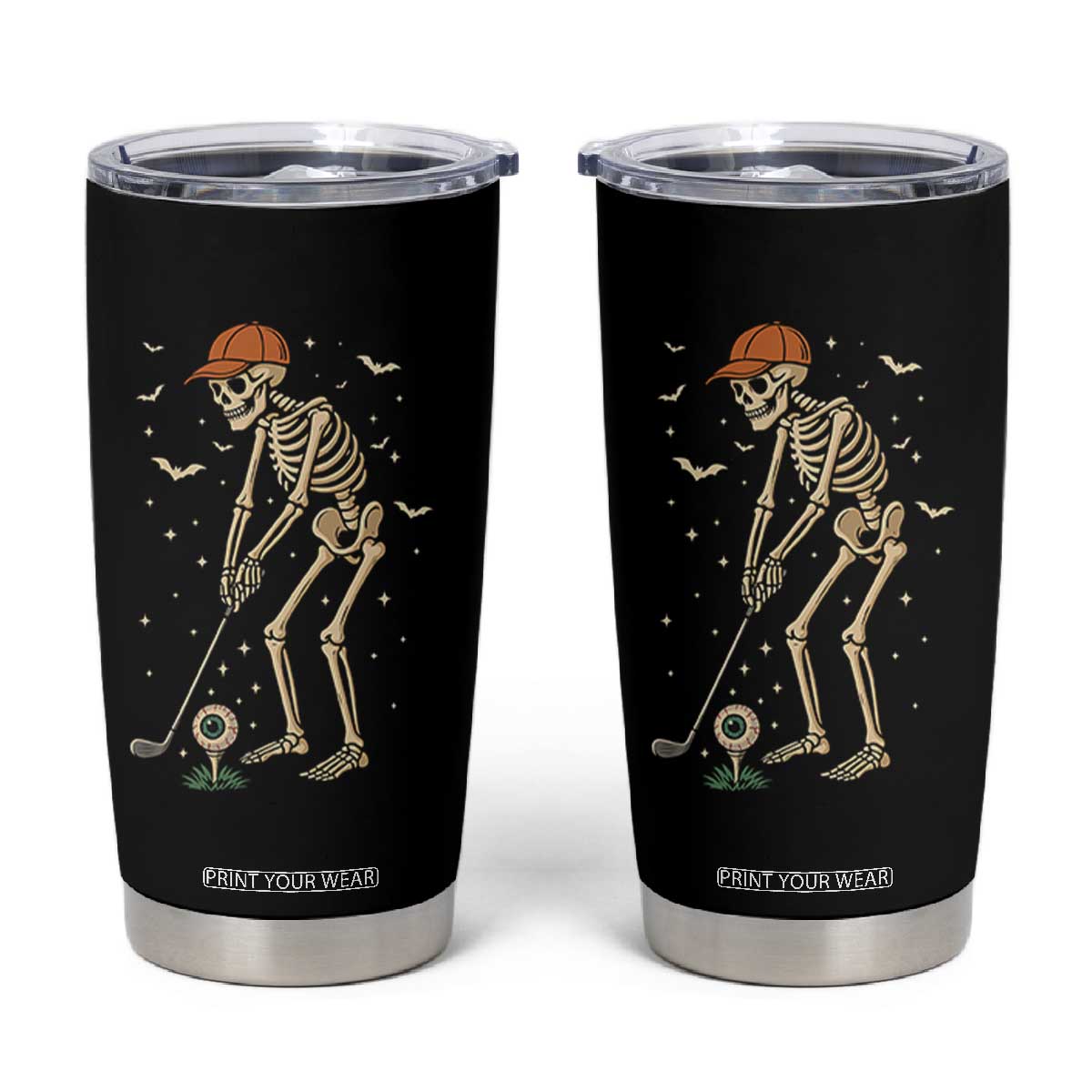 Halloween Skeleton Golfer Tumbler Cup Funny Golf Lover Gift TS12 Black Print Your Wear