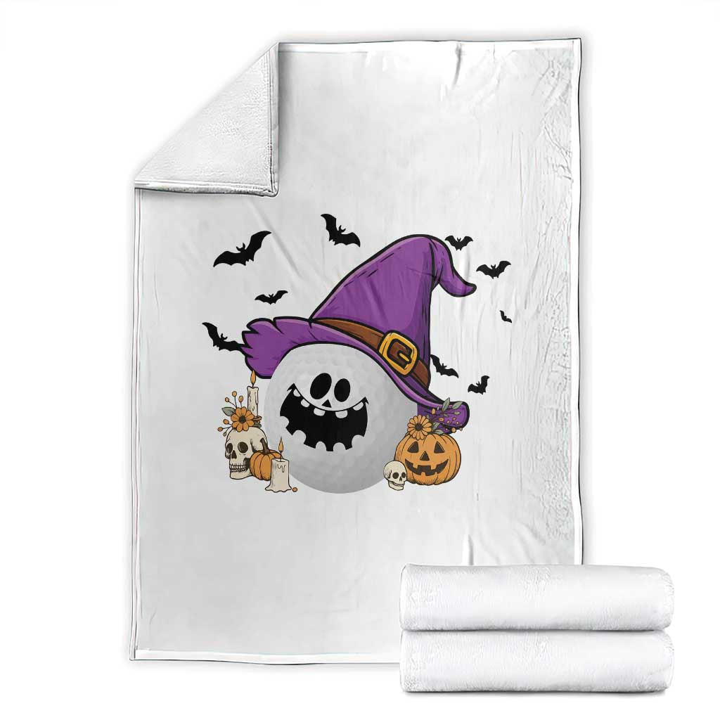 Halloween Golfer Gift Throw Blanket Creepy Golf Ball With Witch Hat TS12 White Print Your Wear