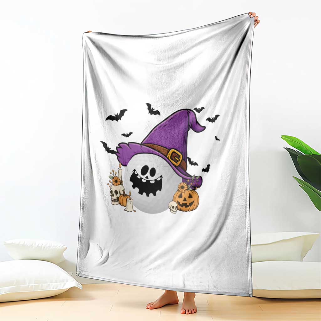 Halloween Golfer Gift Throw Blanket Creepy Golf Ball With Witch Hat TS12 Print Your Wear