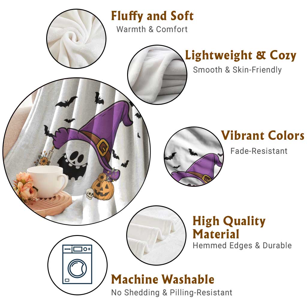 Halloween Golfer Gift Throw Blanket Creepy Golf Ball With Witch Hat TS12 Print Your Wear