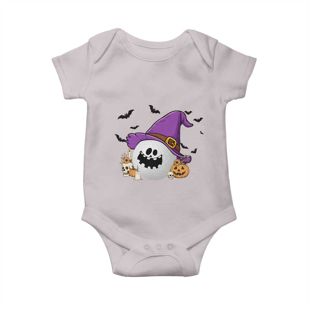 Halloween Golfer Gift Baby Onesie Creepy Golf Ball With Witch Hat TS12 Ice Gray Print Your Wear