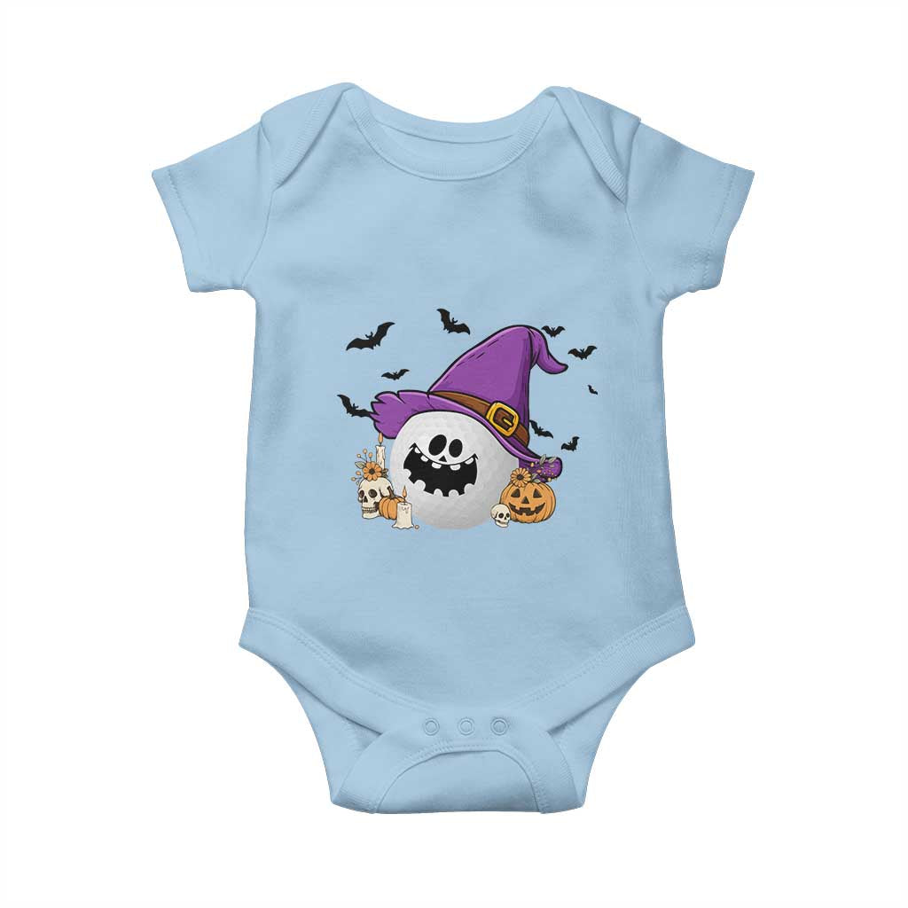 Halloween Golfer Gift Baby Onesie Creepy Golf Ball With Witch Hat TS12 Light Blue Print Your Wear
