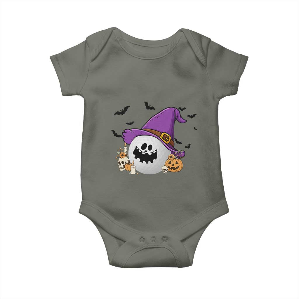 Halloween Golfer Gift Baby Onesie Creepy Golf Ball With Witch Hat TS12 Military Green Print Your Wear
