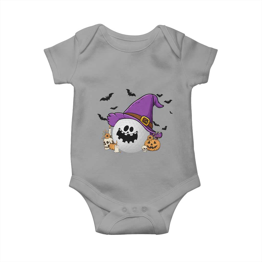 Halloween Golfer Gift Baby Onesie Creepy Golf Ball With Witch Hat TS12 Sport Gray Print Your Wear