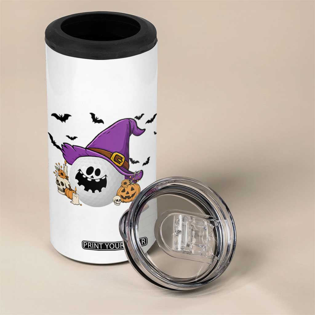 Halloween Golfer Gift 4 in 1 Can Cooler Tumbler Creepy Golf Ball With Witch Hat TS12 Print Your Wear