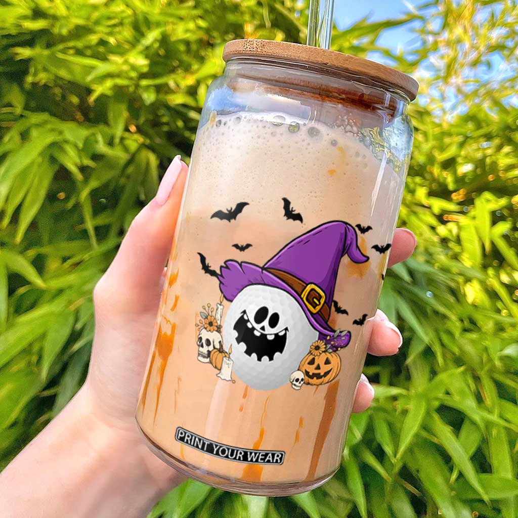 Halloween Golfer Gift Glass Can Creepy Golf Ball With Witch Hat TS12 White Print Your Wear