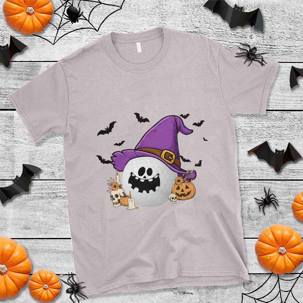 Halloween Golfer Gift T Shirt Creepy Golf Ball With Witch Hat TS12 Ice Gray Print Your Wear