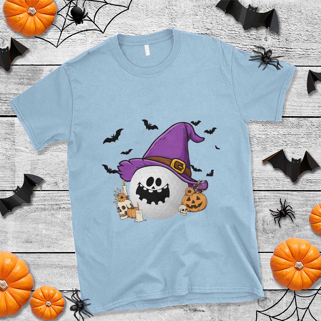 Halloween Golfer Gift T Shirt Creepy Golf Ball With Witch Hat TS12 Light Blue Print Your Wear