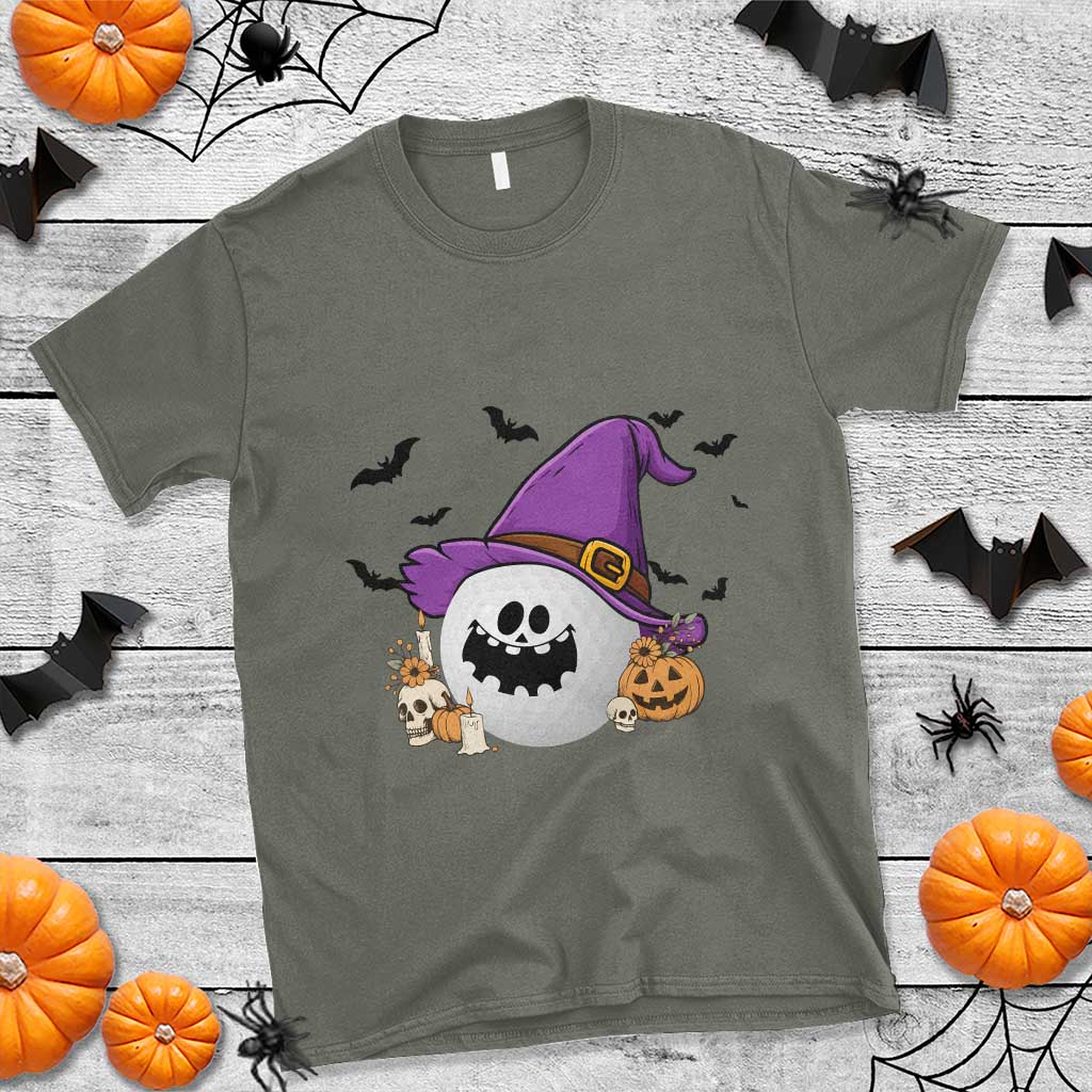 Halloween Golfer Gift T Shirt Creepy Golf Ball With Witch Hat TS12 Military Green Print Your Wear