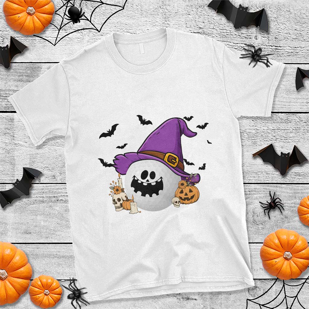 Halloween Golfer Gift T Shirt Creepy Golf Ball With Witch Hat TS12 White Print Your Wear