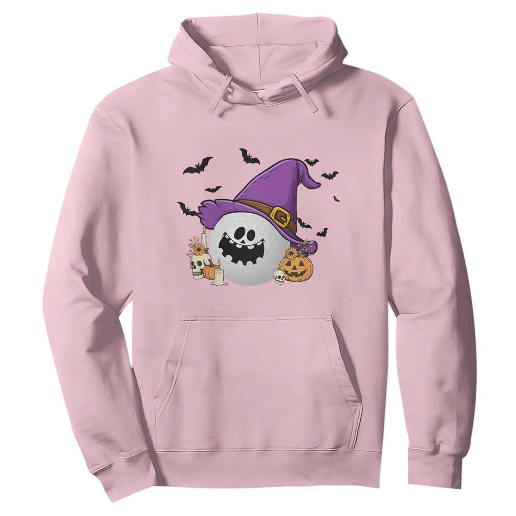 Halloween Golfer Gift Hoodie Creepy Golf Ball With Witch Hat TS12 Light Pink Print Your Wear