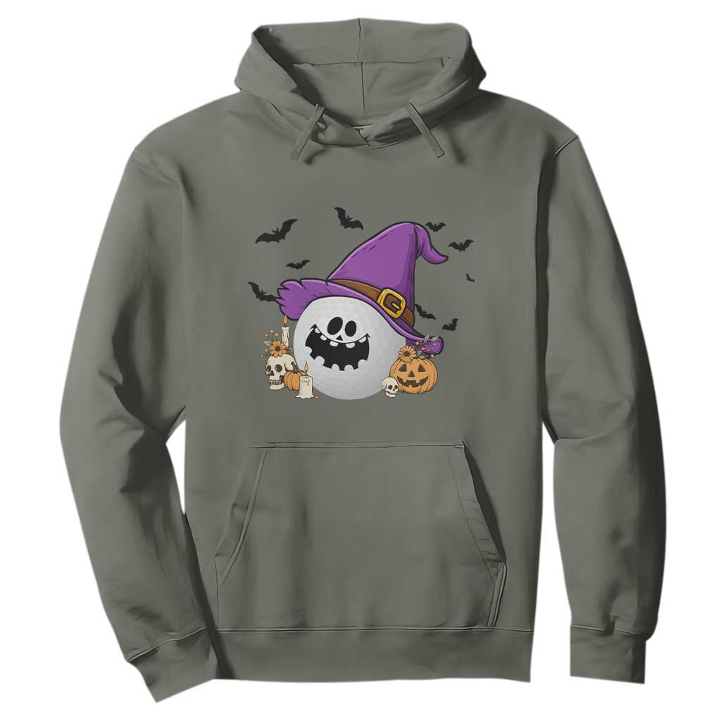 Halloween Golfer Gift Hoodie Creepy Golf Ball With Witch Hat TS12 Military Green Print Your Wear