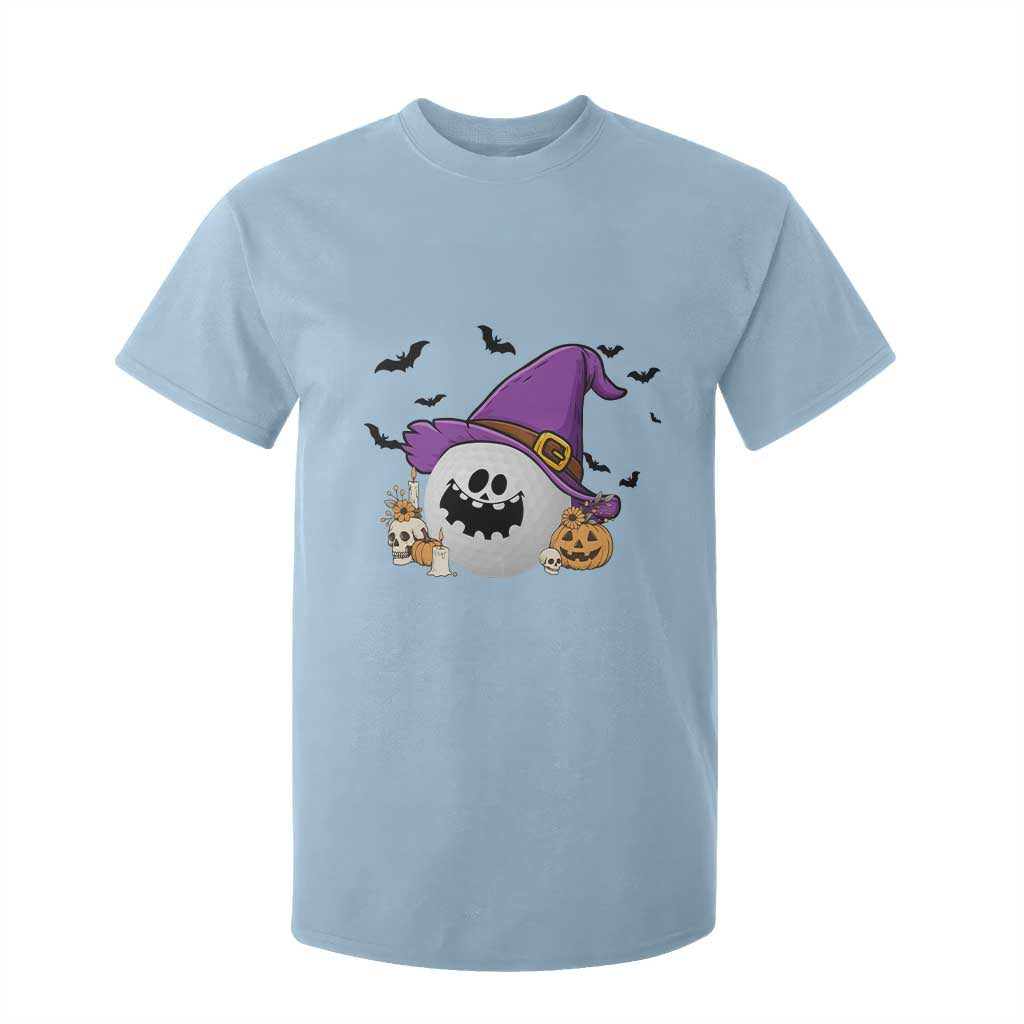 Halloween Golfer Gift T Shirt For Kid Creepy Golf Ball With Witch Hat TS12 Light Blue Print Your Wear
