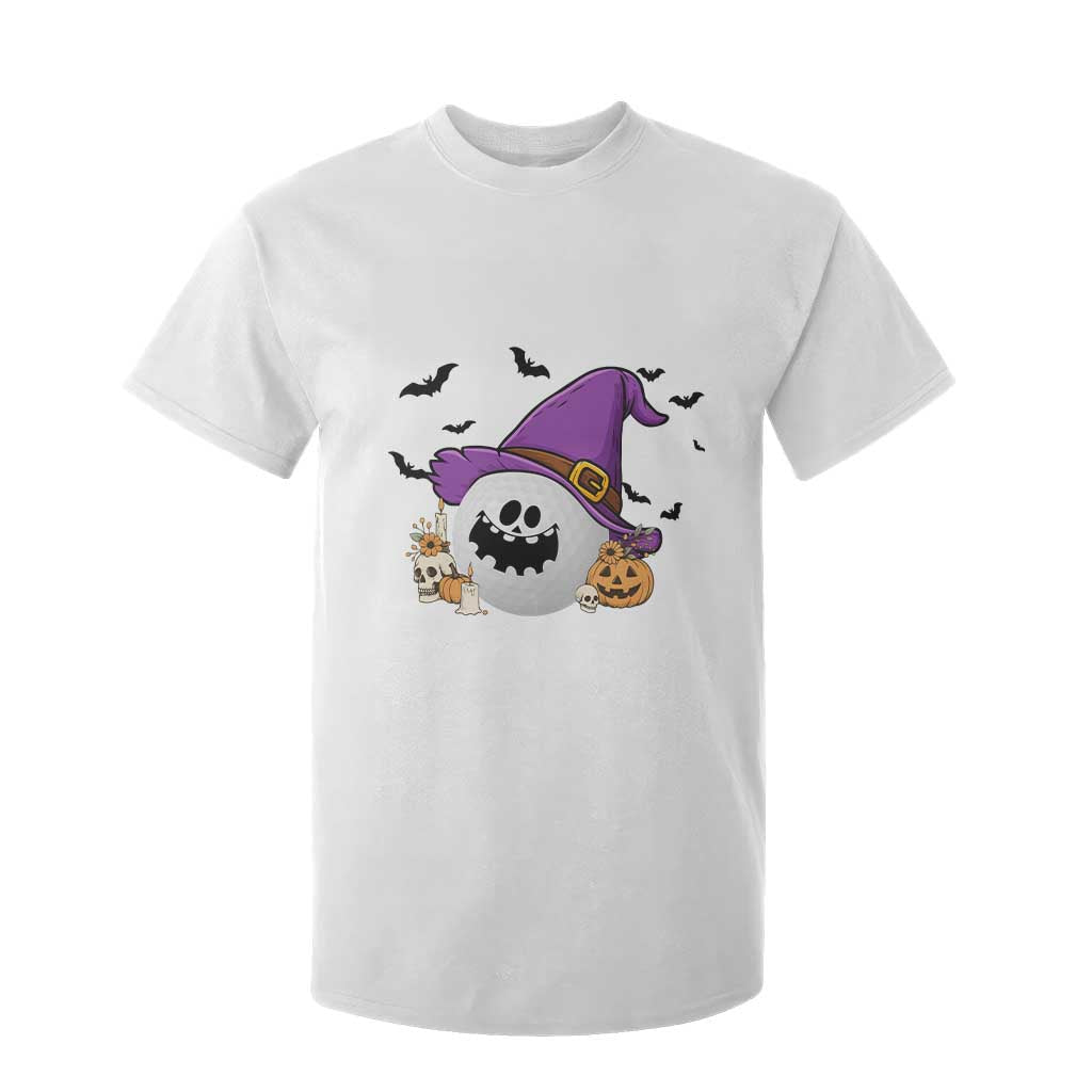 Halloween Golfer Gift T Shirt For Kid Creepy Golf Ball With Witch Hat TS12 White Print Your Wear