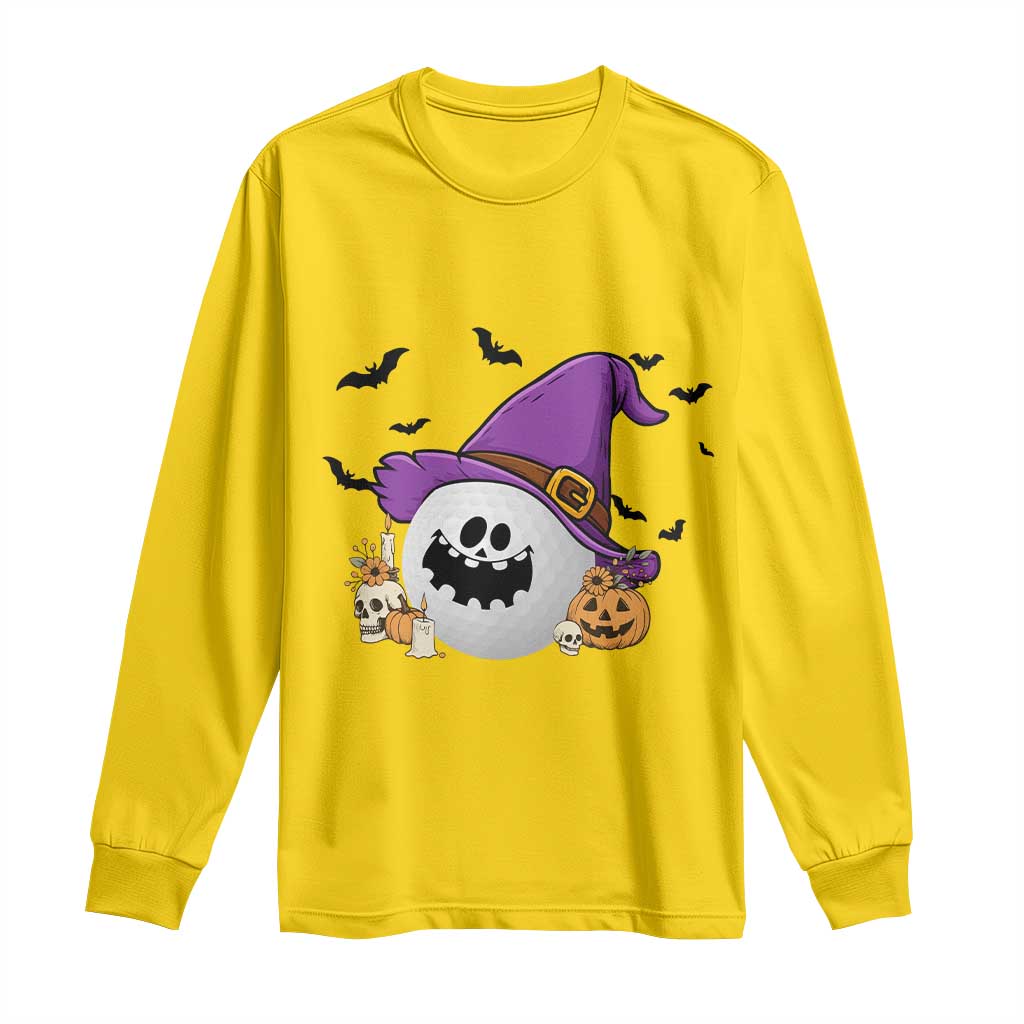 Halloween Golfer Gift Long Sleeve Shirt Creepy Golf Ball With Witch Hat TS12 Daisy Print Your Wear