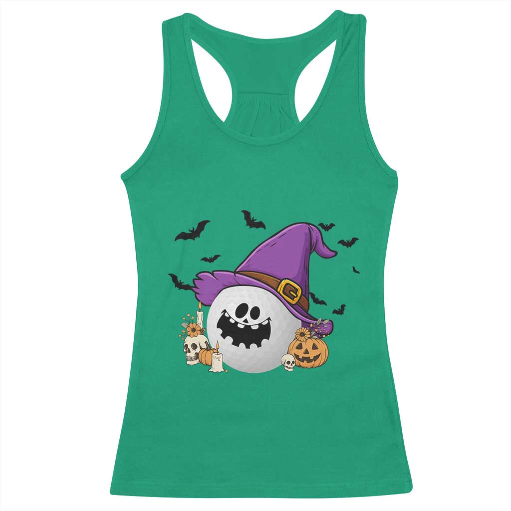 Halloween Golfer Gift Racerback Tank Top Creepy Golf Ball With Witch Hat TS12 Irish Green Print Your Wear
