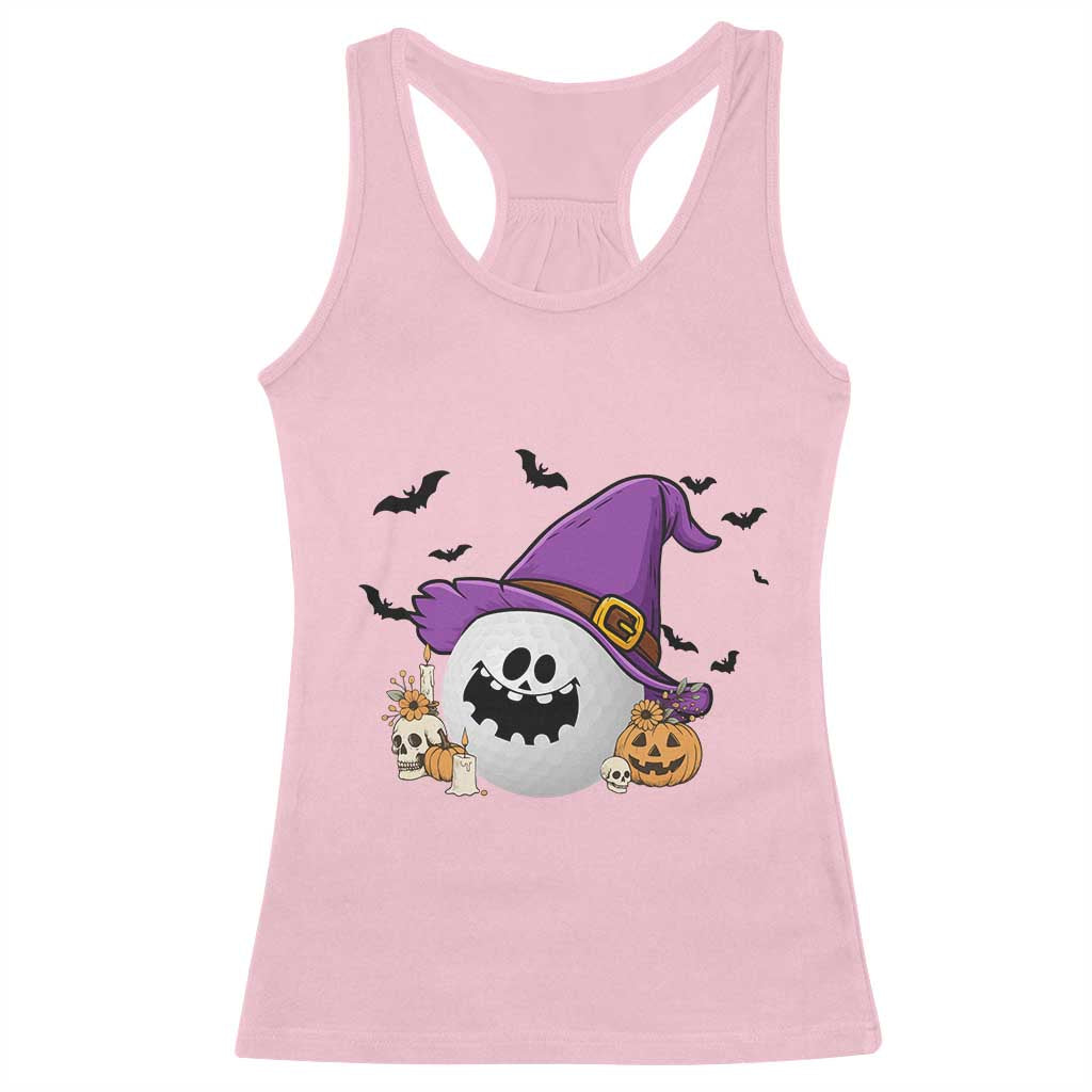 Halloween Golfer Gift Racerback Tank Top Creepy Golf Ball With Witch Hat TS12 Light Pink Print Your Wear