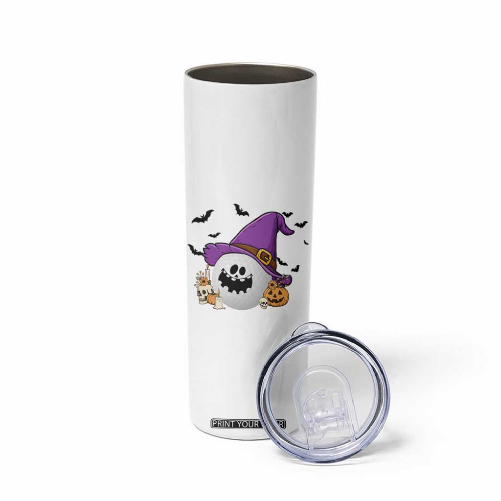 Halloween Golfer Gift Skinny Tumbler Creepy Golf Ball With Witch Hat TS12 Print Your Wear