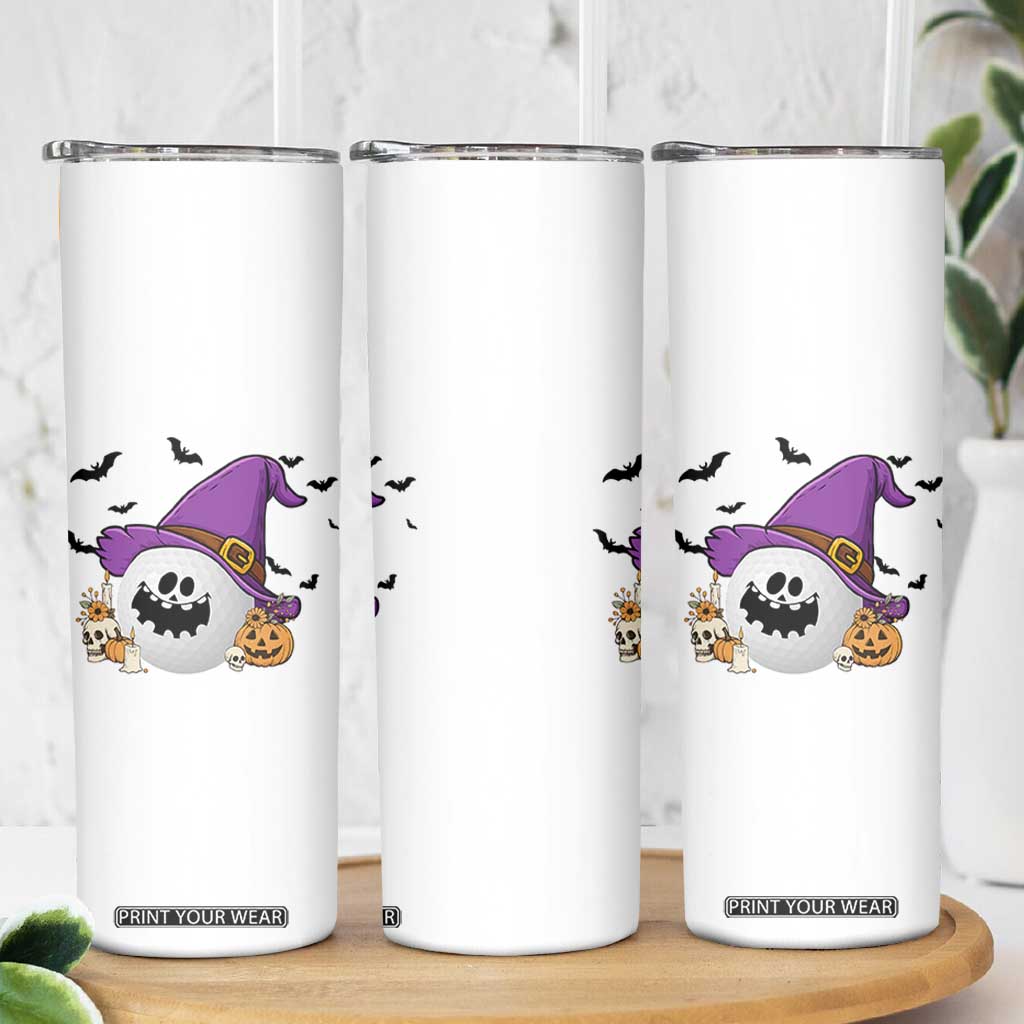 Halloween Golfer Gift Skinny Tumbler Creepy Golf Ball With Witch Hat TS12 Print Your Wear