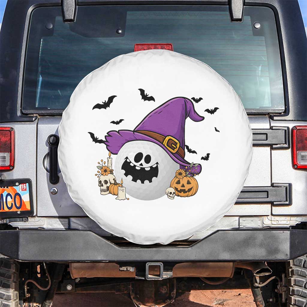 Halloween Golfer Gift Spare Tire Cover Creepy Golf Ball With Witch Hat TS12 No hole White Print Your Wear
