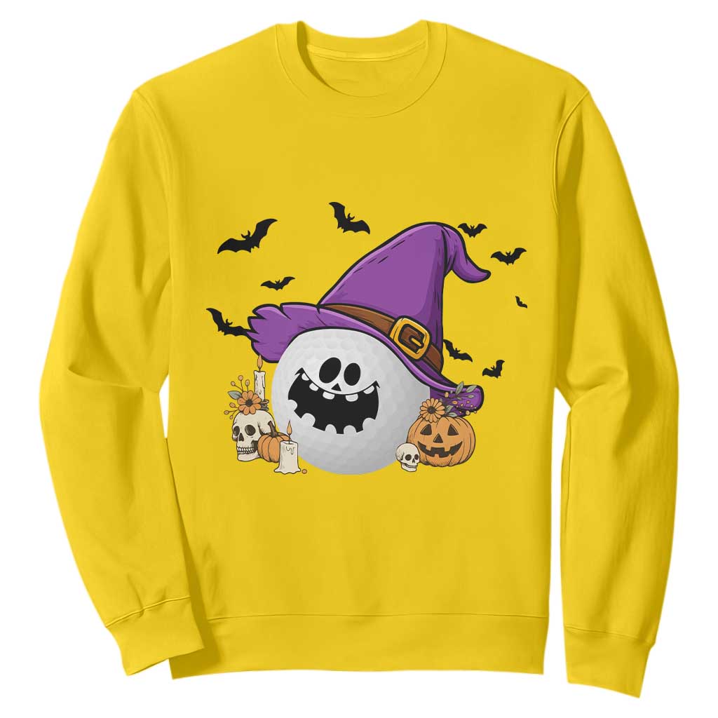 Halloween Golfer Gift Sweatshirt Creepy Golf Ball With Witch Hat TS12 Daisy Print Your Wear