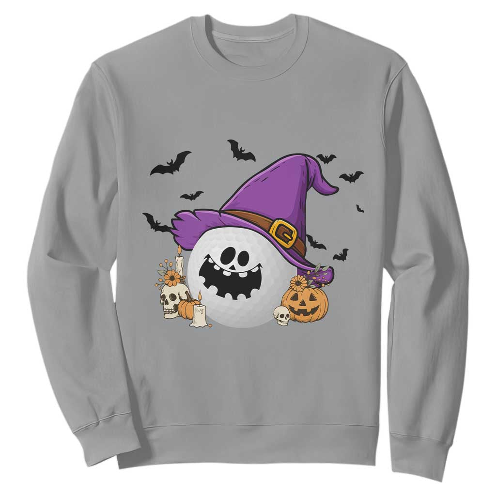 Halloween Golfer Gift Sweatshirt Creepy Golf Ball With Witch Hat TS12 Sport Gray Print Your Wear