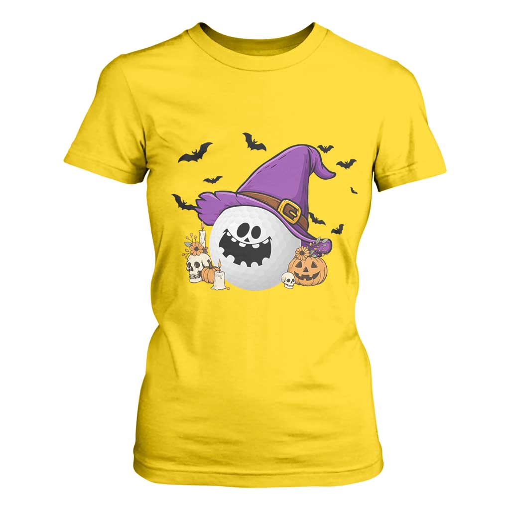 Halloween Golfer Gift T Shirt For Women Creepy Golf Ball With Witch Hat TS12 Daisy Print Your Wear