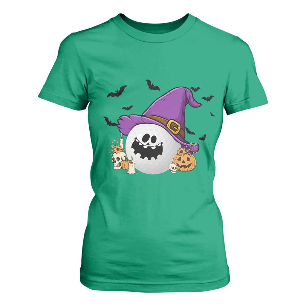 Halloween Golfer Gift T Shirt For Women Creepy Golf Ball With Witch Hat TS12 Irish Green Print Your Wear